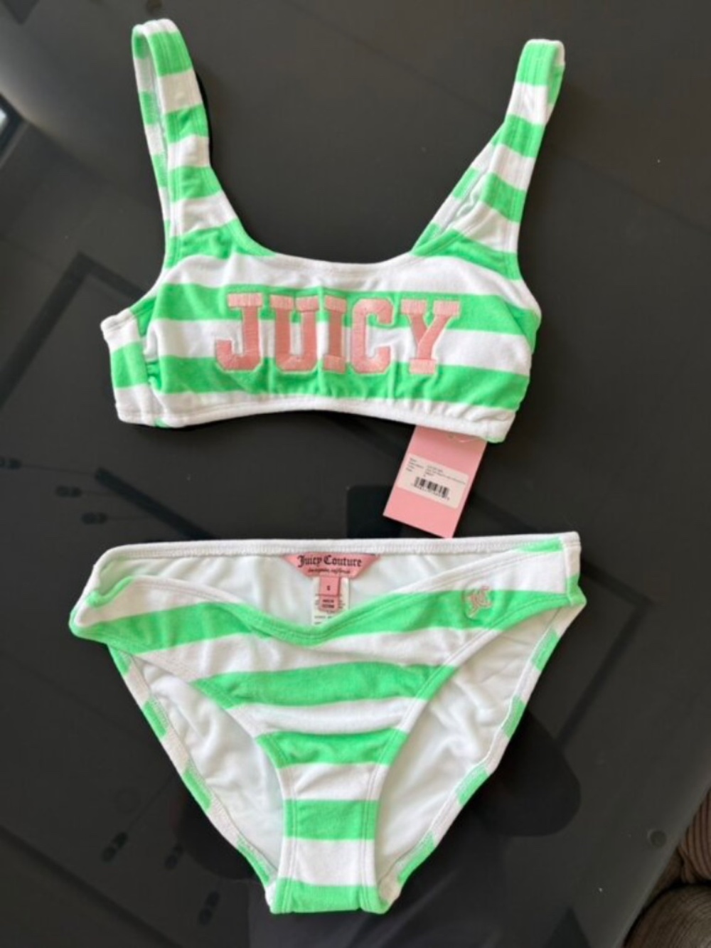 NWT Juicy Couture Terry Bralette + Bikini Set Striped - size Small